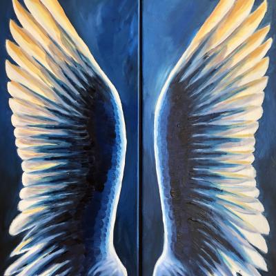 'Verlorene Flügel' / Diptychon / 2022 / Oel / 90 x 60 cm